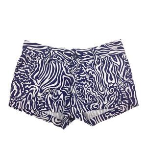 Lilly Pulitzer Walsh Shorts Bright Navy Zebra Blue Seahorse Print Size 00